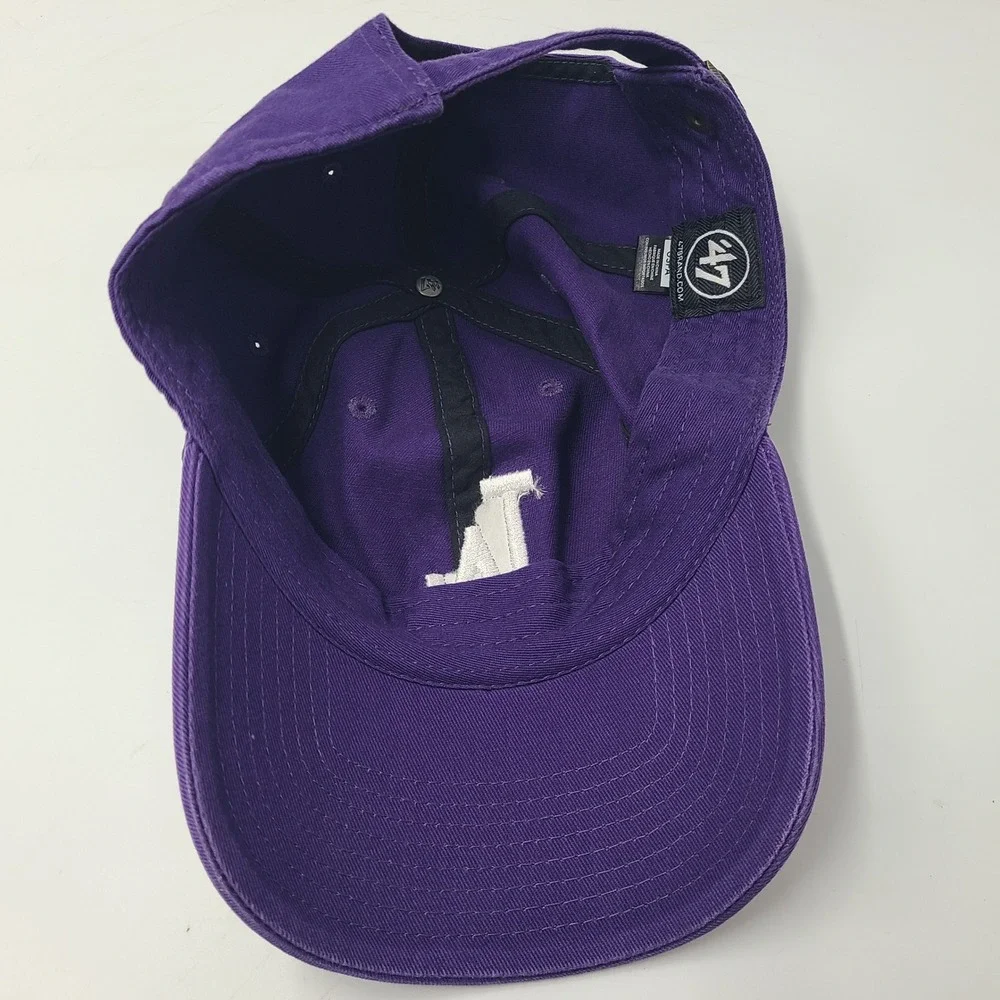 Los Angeles Dodgers Hat Strapback 47 Brand Clean Up Purple White MLB Baseball